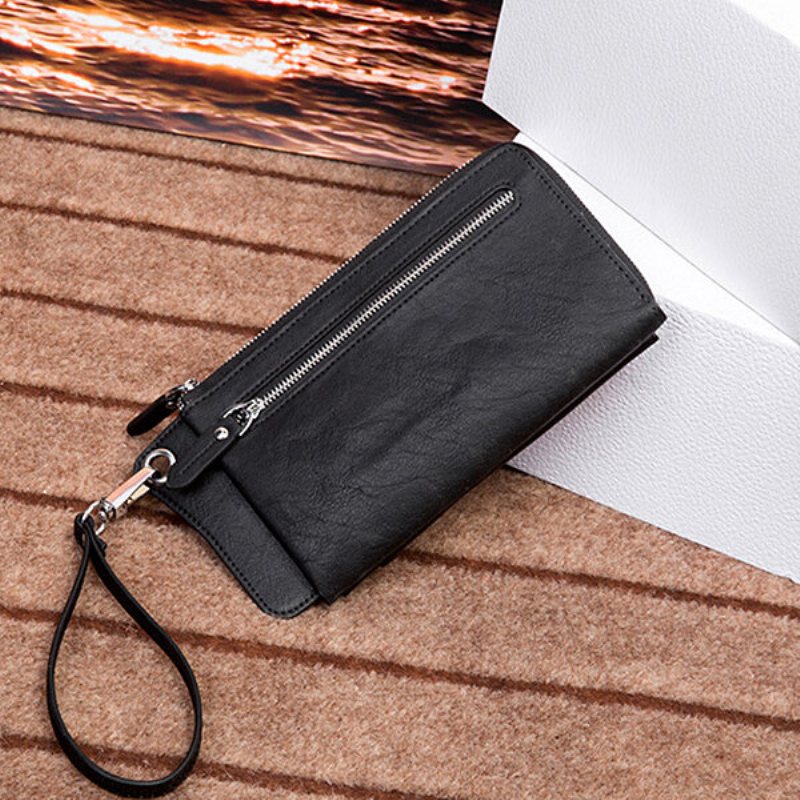 Vintage Wodoodporny Casual Long Phone Bag Clutch Bag Portfel Dla Mężczyzn