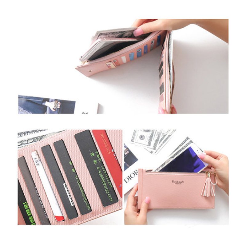 Womon Tassel Multi-slots 15 Miejsc Na Karty Posiadacz Zipper Wallet Torebka