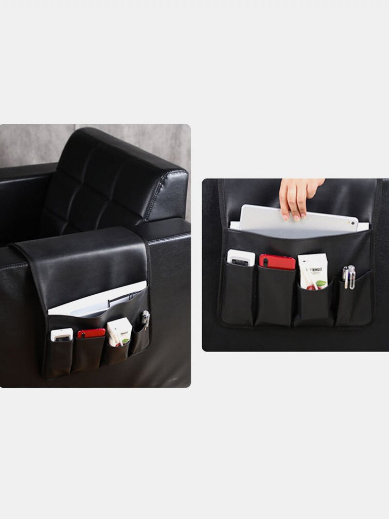 1pc Duża Pojemność Faux Leather Oddzielna Siatka Sofa Podłokietnik Wiszący Przenośny Pilot Do Telewizora Książka Papierowy Organizer Torba Do Przechowywania