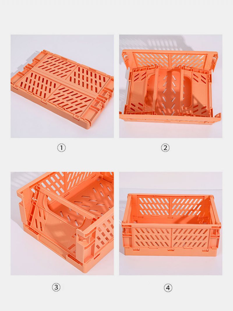 1pc Mini Diy Składany Plastikowy Organizer Na Przybory Biurowe Schowek O Dużej Pojemności Kreatywny Szkolny Kosz Do Przechowywania Na Biurko