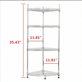 4-półka Narożna Półka Z Drutu Regulowana Metalowa Wolnostojąca Wystawowa Do Łazienki Salon Kuchnia
