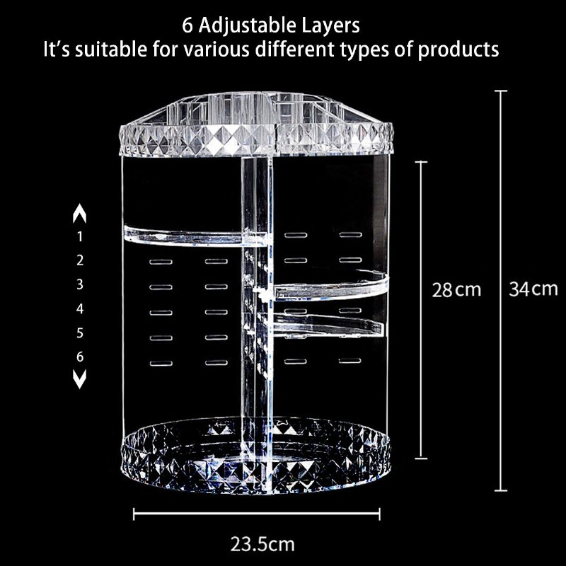 6 Regulowanych Warstw Organizator Na Przybory Do Makijażu Obracanie O 360 Stopni Comestic Pudełko Do Przechowywania Prezent W/kosmetyki Szminki Perfumy Taca Ekspozycyjna