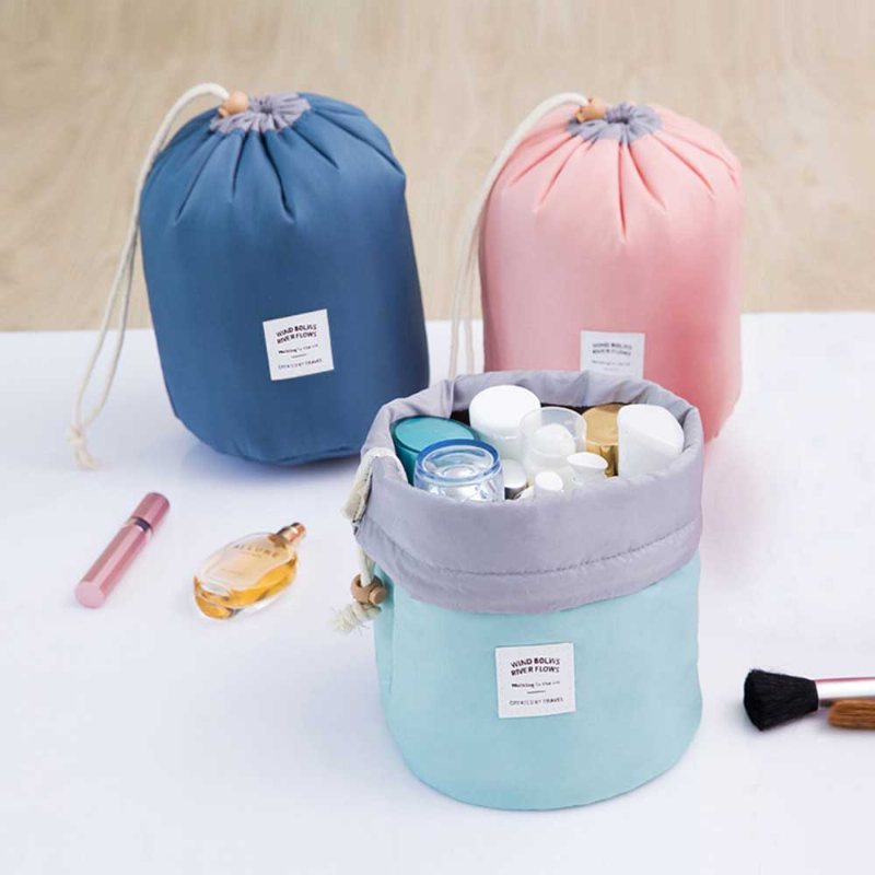 Cylinder Wash Make-up Bag Duża Pojemność Dziewczęca Ciągnąć Linę Nylonowa Wodoodporna Torba Podróżna Na Podróż Służbową