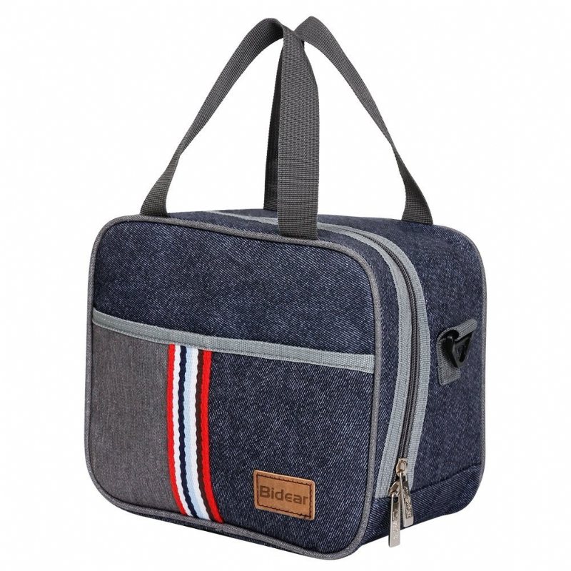 Izolowana Torba Na Lunch Wielokrotnego Użytku Denim Blue Crossbody Na Dla Kobiet Kids Boy Girl