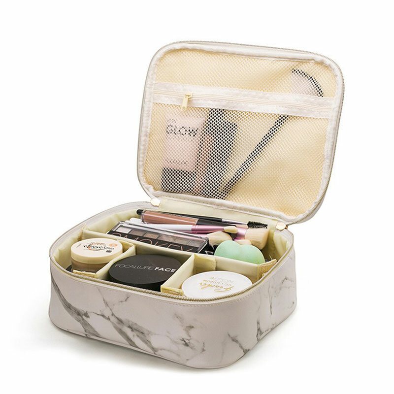 Przenośna Torba Comestic Marble Makeup Organizer Case Do Przechowywania Podróżna Czarny Biały Dwa Rozmiary