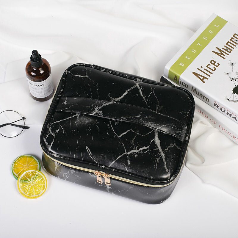 Przenośna Torba Comestic Marble Makeup Organizer Case Do Przechowywania Podróżna Czarny Biały Dwa Rozmiary