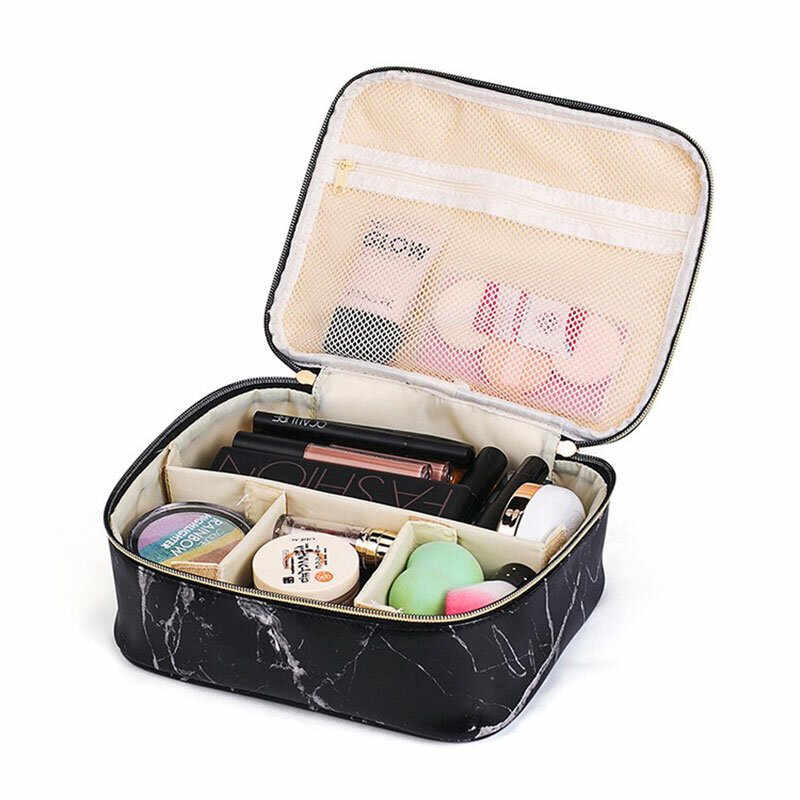 Przenośna Torba Comestic Marble Makeup Organizer Case Do Przechowywania Podróżna Czarny Biały Dwa Rozmiary