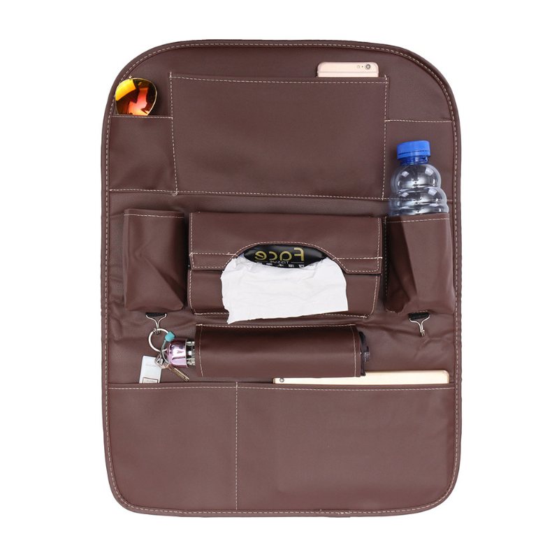 Wielofunkcyjny Pu Leather Car Seat Back Schowek Kieszeń Na Telefon Uchwyt Na Kubek Organizer