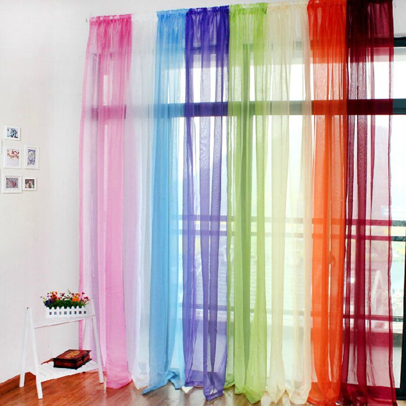 100 X 200 cm Półprzezroczysty Sheer Tulle Voile Organdy Zasłona Drzwi Okno Przedsionek Wystrój Pokoju