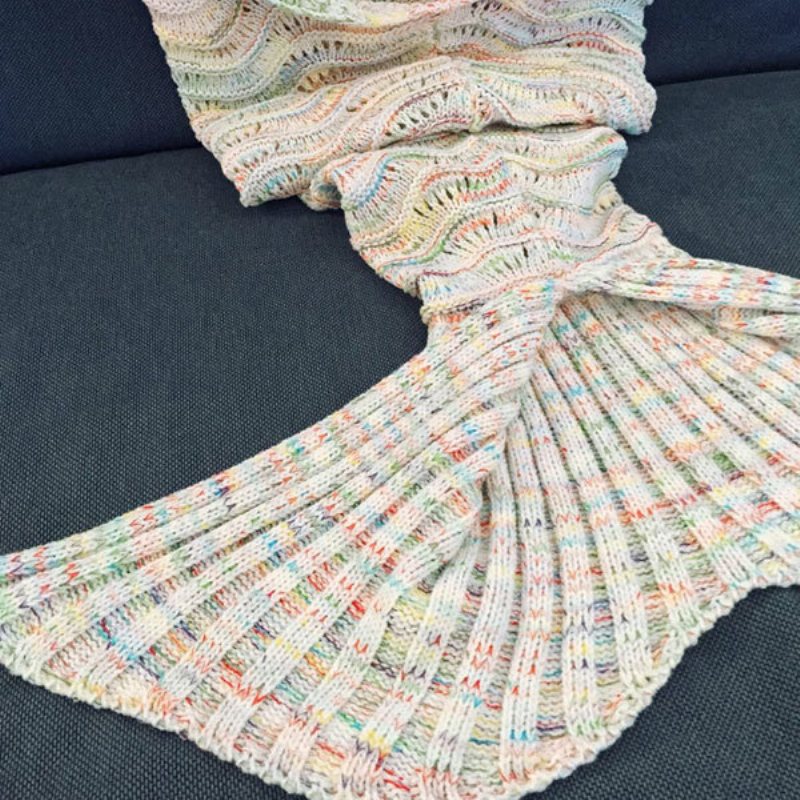 180*90 cm Fala Przędzy Knitting Syrenka Ogon Koc Prezent Urodzinowy Koc Mata Na Łóżko Śpiwór