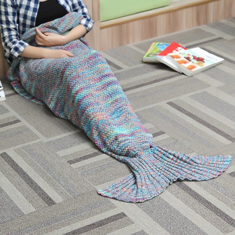 180x90 cm Przędza Knitting Mermaid Tail Koc Klimatyzacja Koc Łóżko Mata Śpiwór