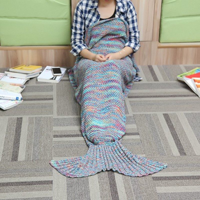 180x90 cm Przędza Knitting Mermaid Tail Koc Klimatyzacja Koc Łóżko Mata Śpiwór