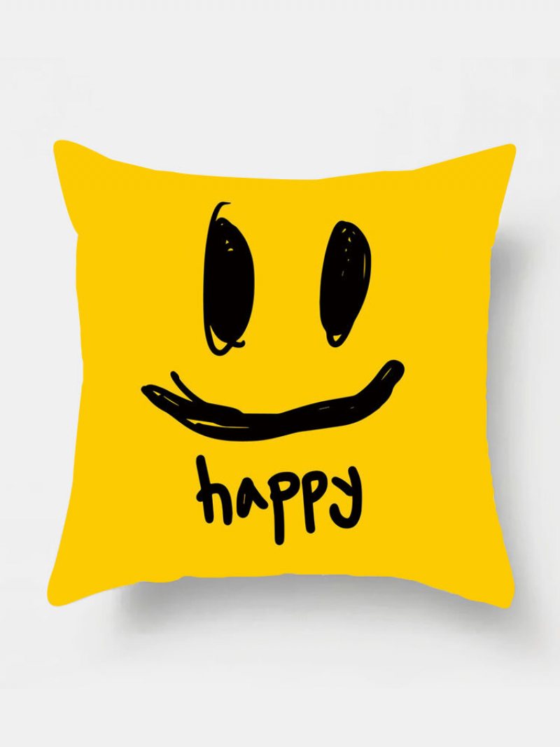 1pc Smile Cartoon Prosty Nadruk Poszewka Na Poduszkę Home Decor Sofa Salon Samochód Rzuć Na