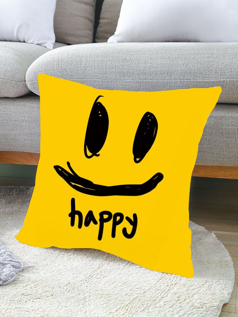 1pc Smile Cartoon Prosty Nadruk Poszewka Na Poduszkę Home Decor Sofa Salon Samochód Rzuć Na