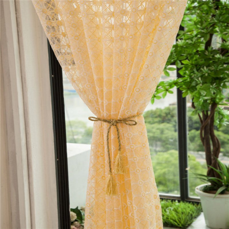 2 Panel Champagne Window Screening Hollow Out Sypialnia Balkon Sheer Tulle Zasłony