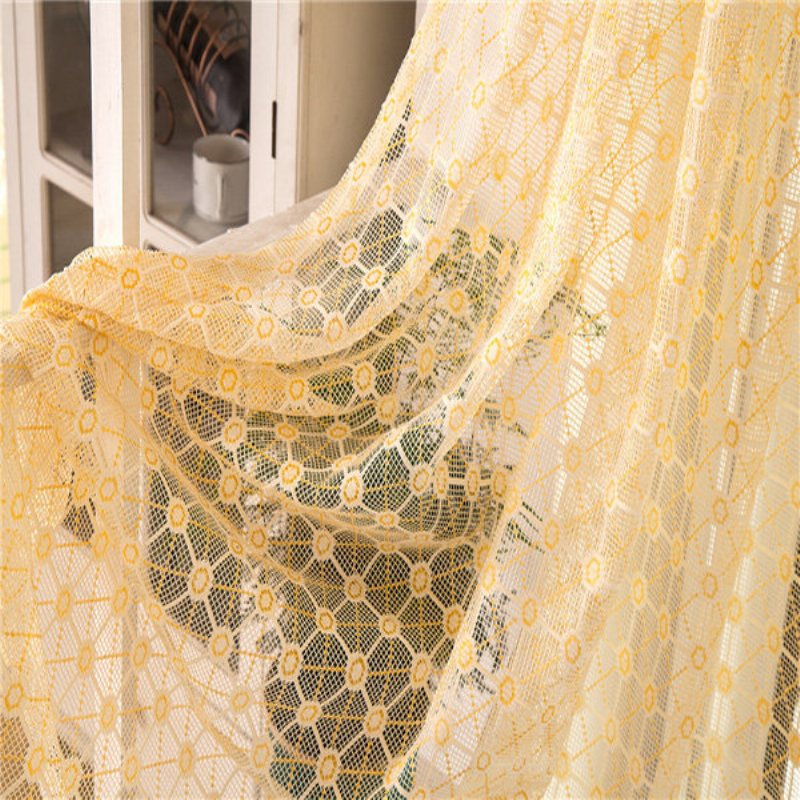 2 Panel Champagne Window Screening Hollow Out Sypialnia Balkon Sheer Tulle Zasłony