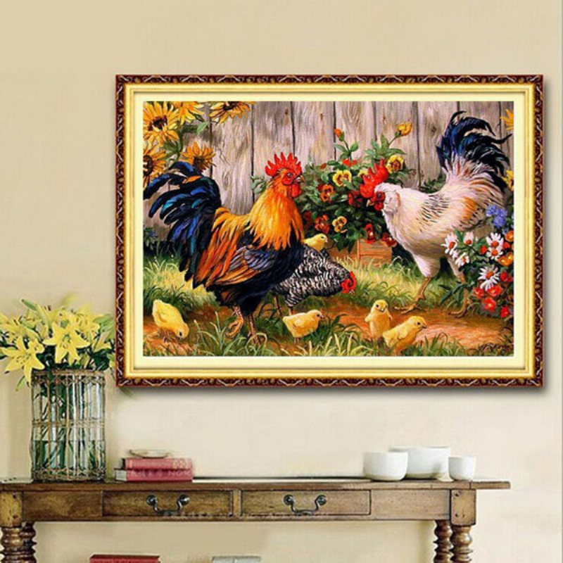 30x40cm Animal Cock Family Diy Diament Malarstwo Rhinestone Zestaw Do Haftu Krzyżykowego