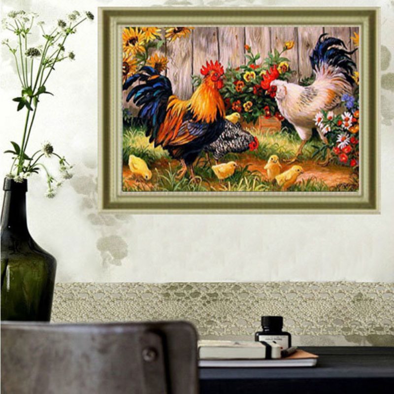 30x40cm Animal Cock Family Diy Diament Malarstwo Rhinestone Zestaw Do Haftu Krzyżykowego