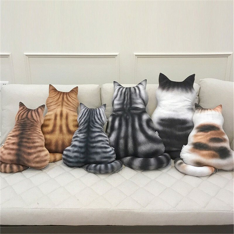 3d Printed Cat Back Cushion Pluszowa Zabawka Prezent Symulacja Kota Poduszka