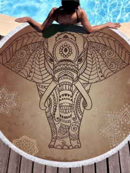 3d Totem Bohemian Mandala Elephant Printing Ręczniki Plażowe Mikrofibra Okrągły Kształt Koc Piknikowy