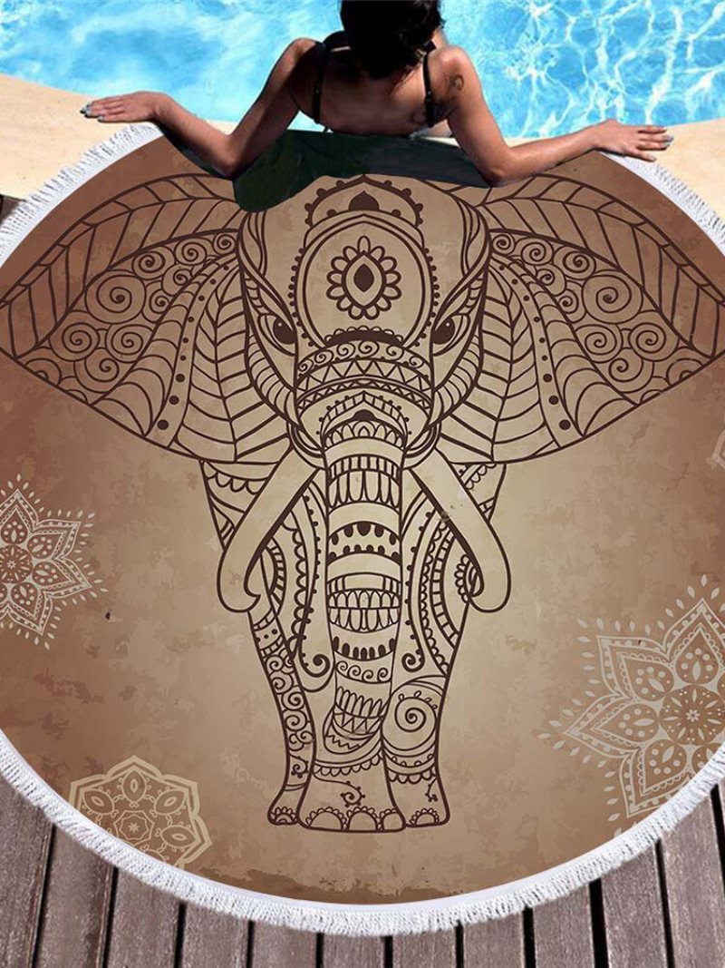 3d Totem Bohemian Mandala Elephant Printing Ręczniki Plażowe Mikrofibra Okrągły Kształt Koc Piknikowy