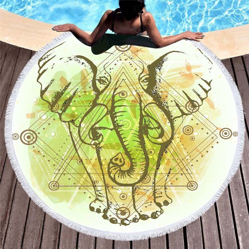 3d Totem Bohemian Mandala Elephant Printing Ręczniki Plażowe Mikrofibra Okrągły Kształt Koc Piknikowy