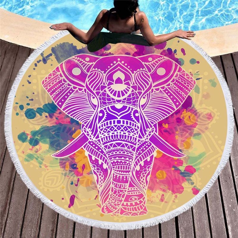 3d Totem Bohemian Mandala Elephant Printing Ręczniki Plażowe Mikrofibra Okrągły Kształt Koc Piknikowy