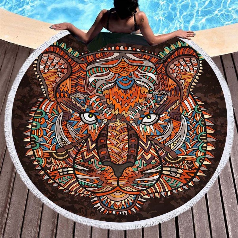 3d Totem Bohemian Mandala Elephant Printing Ręczniki Plażowe Mikrofibra Okrągły Kształt Koc Piknikowy