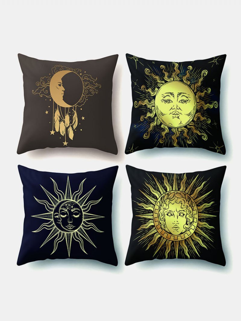 4 Szt. Sun Moon Mandala Wzór Poszewki Na Poduszkę Rzuć Poszewka Na Home Decoration Planety Na