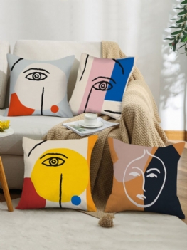 4 Sztuk Morandi Kolor Abstrakcyjny Wzór Linii Kobiece Rysunek Drukowanie Krótkie Pluszowe Poszewki Na Poduszkę Home Decor Sofa Salon Samochód Rzuć Poszewka Na