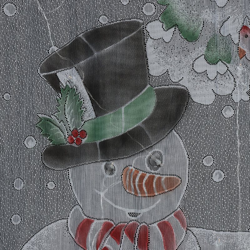 40x84 Cal Christmas Snowman Biała Koronkowa Zasłona Okna Z Ciągiem Led