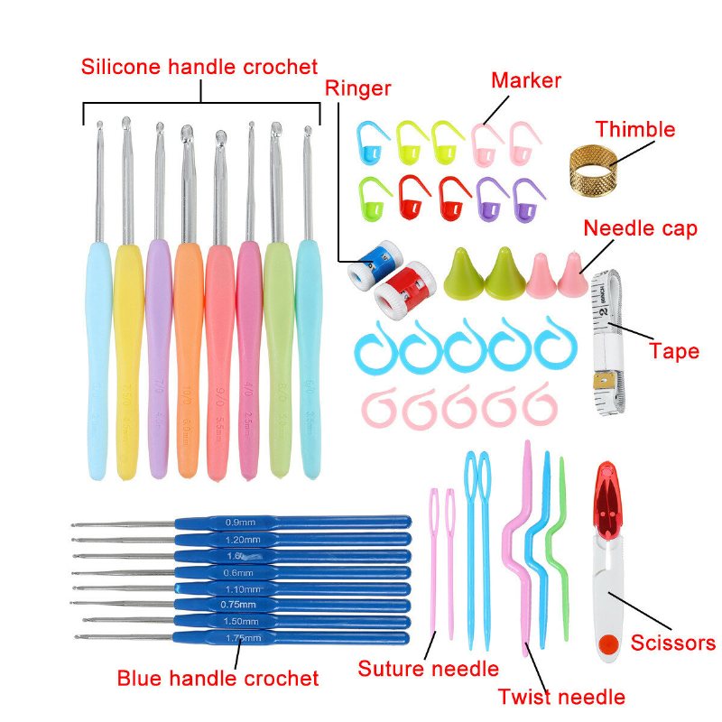 53 Szt. Zestaw Szydełkowy Przędza Splot Szydełko Igły Knitting Accessorries Craft Crochet Set