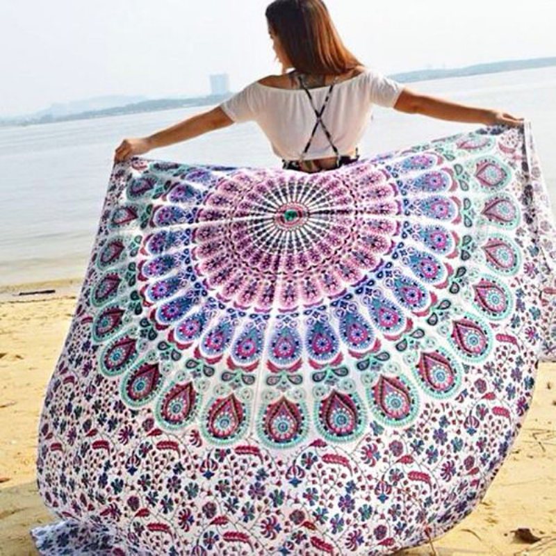 59 X 83 Cal Styl Boho Cienka Szyfonowa Ręcznik Plażowy Do Jogi Mandala Prostokątne Prześcieradło Tapestry