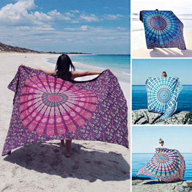 59 X 83 Cal Styl Boho Cienka Szyfonowa Ręcznik Plażowy Do Jogi Mandala Prostokątne Prześcieradło Tapestry