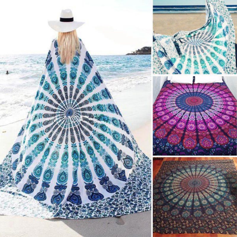 59 X 83 Cal Styl Boho Cienka Szyfonowa Ręcznik Plażowy Do Jogi Mandala Prostokątne Prześcieradło Tapestry