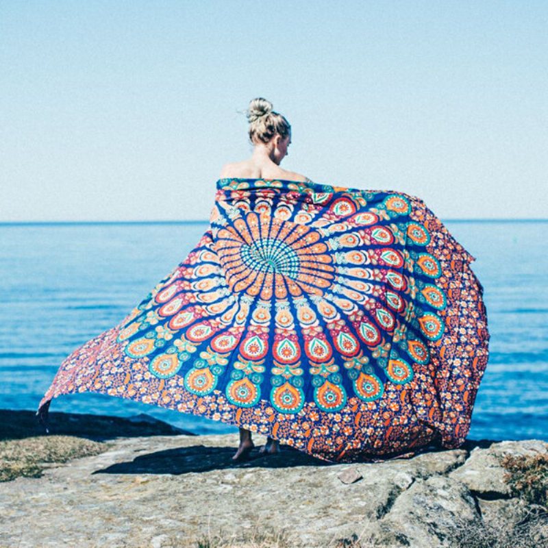 59 X 83 Cal Styl Boho Cienka Szyfonowa Ręcznik Plażowy Do Jogi Mandala Prostokątne Prześcieradło Tapestry