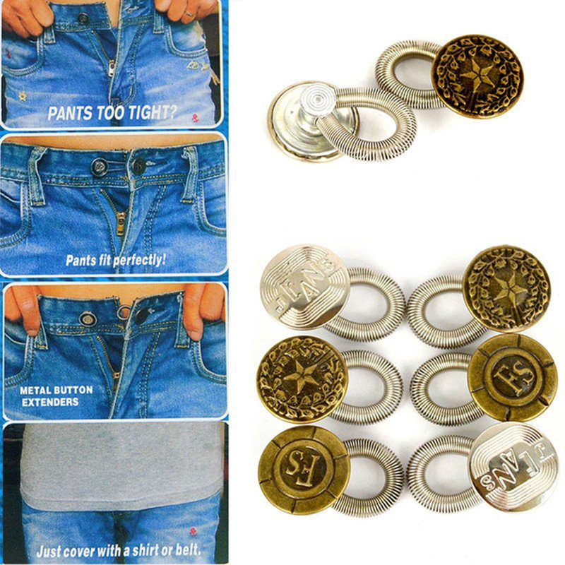 6 Szt. Spodnie Jeansowe Extender Buttons Fix Ekspandery Talia Stretch Metalowy Przycisk Narzędzie Do Szycia