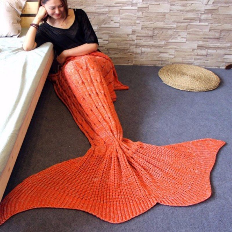 60x160cm 3 Kolorowa Przędza Knitting Mermaid Tail Koc Ciepła Super Miękka Mata Na Łóżko Śpiwór Prezent Urodzinowy