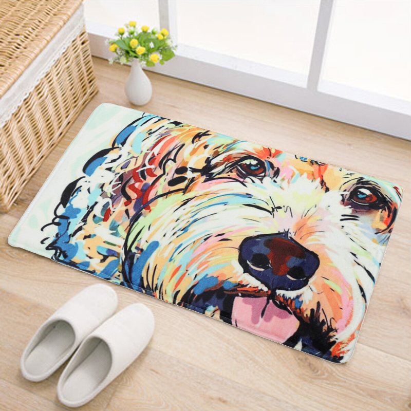 Akwarela Dog Pattern Maty Dywanowe Antypoślizgowe Dywaniki Do Kąpieli Drzwi Dla Zwierząt Prostokątne Podłogowe 40x60 cm