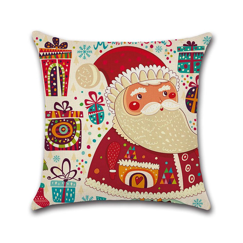 Cartoon Christmas Santa Pattern Pościel Bawełniana Poszewka Domowa Sofa Świąteczna Dekoracja Poszewki Na Poduszki