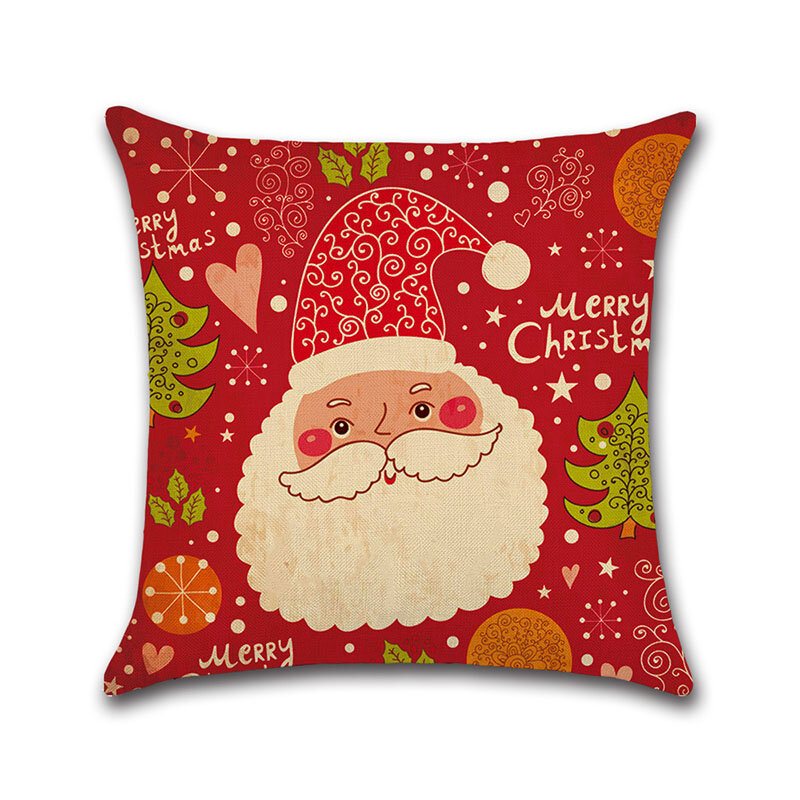 Cartoon Christmas Santa Pattern Pościel Bawełniana Poszewka Domowa Sofa Świąteczna Dekoracja Poszewki Na Poduszki