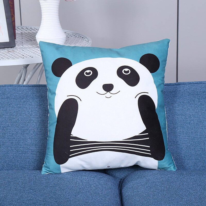 Cartoon Panda Drukowanie Lniana Bawełniana Poszewka Na Poduszkę Miękkie W Dotyku Poszewki Na Poduszki Home Sofa Office