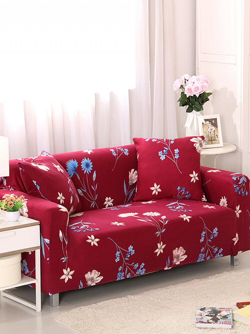 Czerwone Kimono 1/3 Osobowa Miękka Elastyczna Narzuta Na Sofę Easy Stretch Slipcover Protector Couch