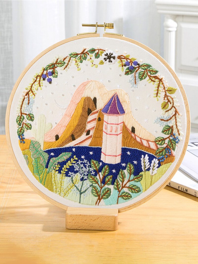 Diy Krajobraz Kwiat Haft Zestaw Z Hoop Robótki Dekoracje Cross Stitch Rzemieślnicze Prezent Art Home Decor