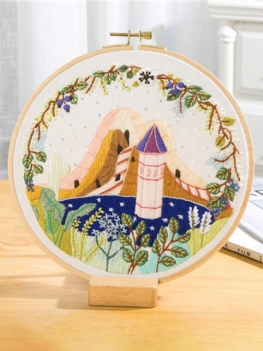 Diy Krajobraz Kwiat Haft Zestaw Z Hoop Robótki Dekoracje Cross Stitch Rzemieślnicze Prezent Art Home Decor