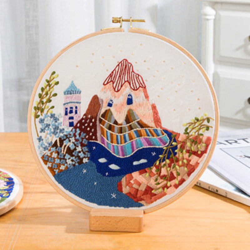 Diy Krajobraz Kwiat Haft Zestaw Z Hoop Robótki Dekoracje Cross Stitch Rzemieślnicze Prezent Art Home Decor