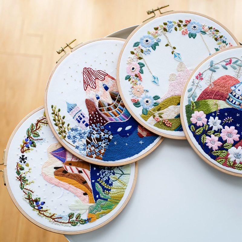 Diy Krajobraz Kwiat Haft Zestaw Z Hoop Robótki Dekoracje Cross Stitch Rzemieślnicze Prezent Art Home Decor