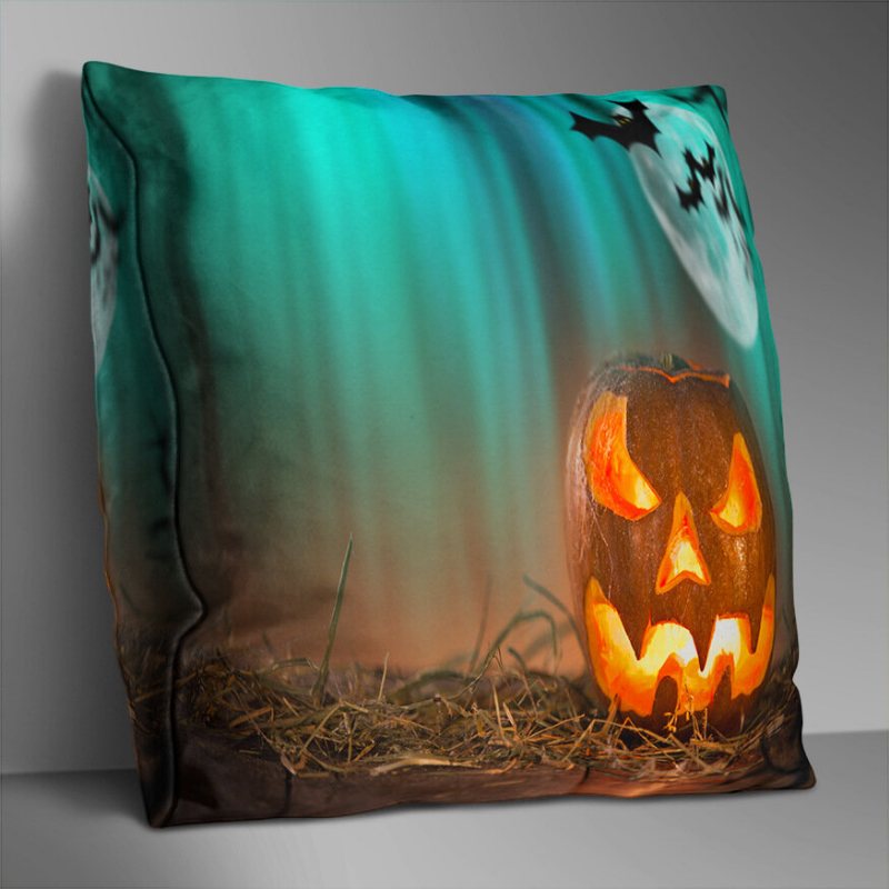 Dwustronna Drukowana Poliestrowa Poszewka Na Poduszkę Na Halloween Domowa Sofa Miękka Narzuta Art Decor