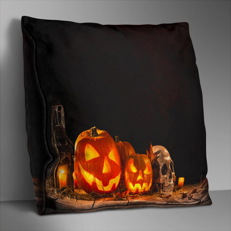 Dwustronna Drukowana Poliestrowa Poszewka Na Poduszkę Na Halloween Domowa Sofa Miękka Narzuta Art Decor