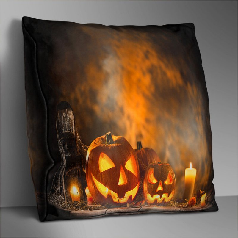 Dwustronna Drukowana Poliestrowa Poszewka Na Poduszkę Na Halloween Domowa Sofa Miękka Narzuta Art Decor